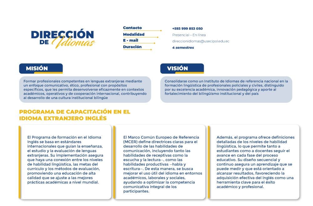 Información del programa de idiomas